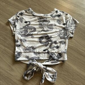 Streetwear Society Black and White Dragon Crop Top